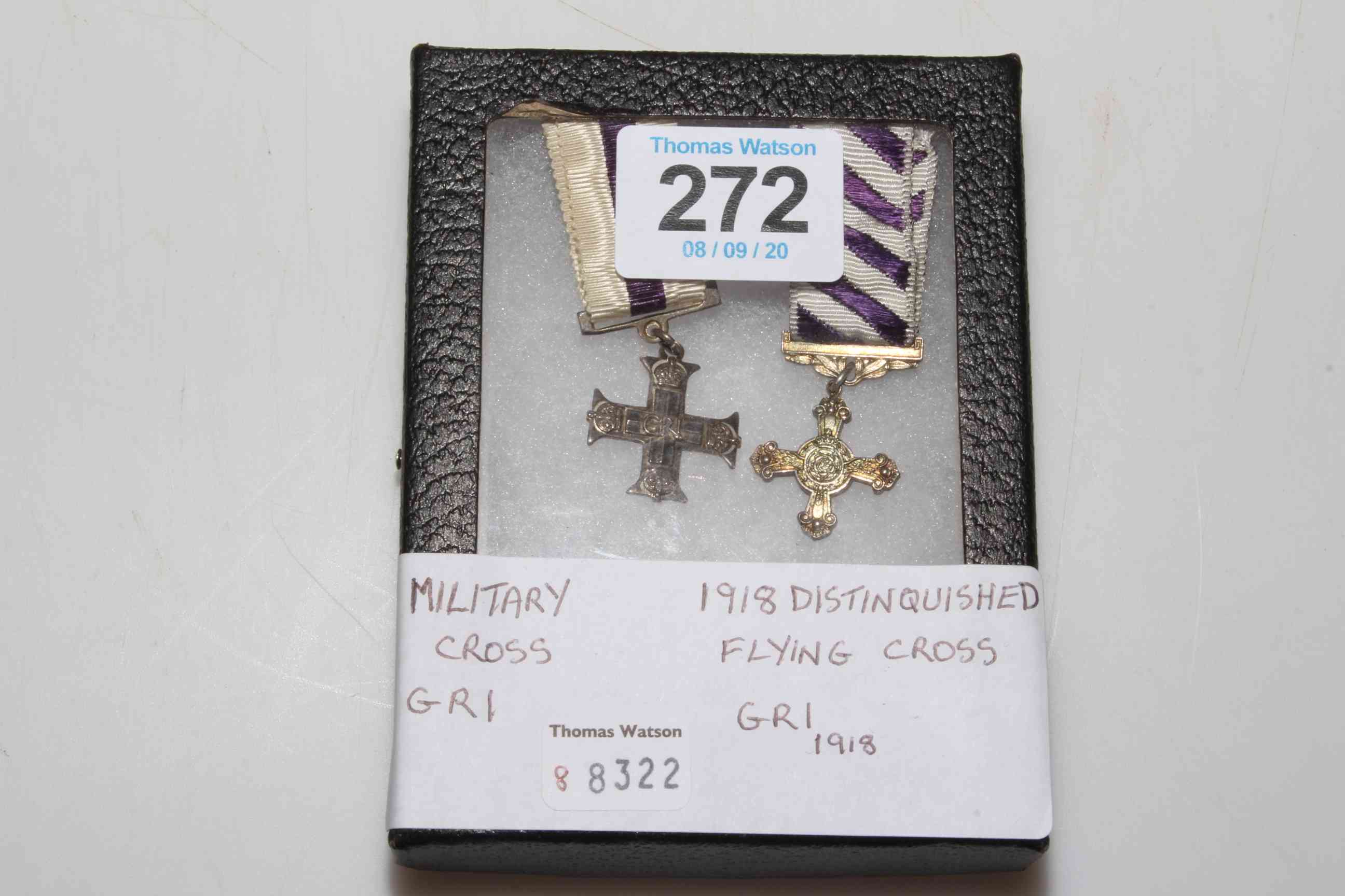 Miniature Military Cross GR1 and 1918 Distinguished Flying Cross GR1 (2).