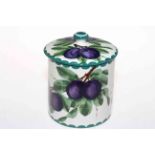 Wemyss ware preserve pot decorated with damsons, 15cm high.