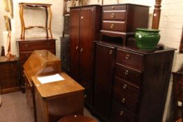 Stag Minstrel six piece bedroom suite comprising double door wardrobe with base drawer,