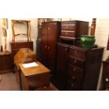 Stag Minstrel six piece bedroom suite comprising double door wardrobe with base drawer,