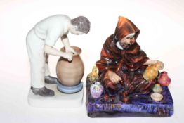 Royal Doulton figure, The Potter HN1493 and Royal Copenhagen figure of a potter (2).