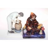 Royal Doulton figure, The Potter HN1493 and Royal Copenhagen figure of a potter (2).