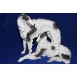 Large Goldscheider model of two Borzoi hounds, impressed No. 7054, 39cm high.