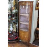 Continental inlaid and ormolu mounted bow front corner vitrine, 160cm by 52cm.