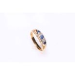 18 carat gold, sapphire and diamond ring, size N.