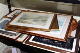 Collection of various prints, watercolours and oil painting.