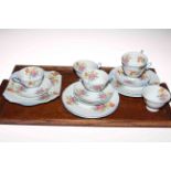 Shelley nineteen piece flower decorated tea set.