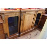 Victorian walnut, satinwood inlaid and ormolu mounted three door breakfront credenza, 101cm by 176.