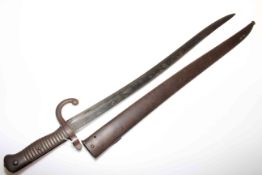 19th Century St Etienne Armoury Chassepot bayonet, complete with original scabbard, hilt No. J5239.