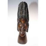 African carved wood head, 37cm.
