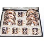 Royal Crown Derby set of six coffee cans and saucers in original box,