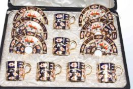 Royal Crown Derby set of six coffee cans and saucers in original box,