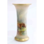 Royal Worcester vase painted with highland cattle, signed H Stinton, shape No.
