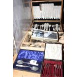 Collection of cased and loose silver plated cutlery.