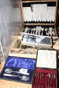 Collection of cased and loose silver plated cutlery.