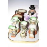Tray lot with Royal Doulton series wares, character jug,