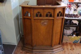 Ecclesiastical oak pulpit, 111cm by 98cm.