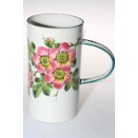 Wemyss ware tall tankard decorated with wild roses, 18cm high.