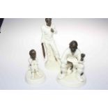 Three Minton bronze and white porcelain figures 'Spellbound',