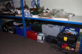 Large collection of electrical and hand tools, motorbike back boxes,