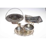 Walker and Hall EP cake basket, salver, sugar and cream and tazza (5).