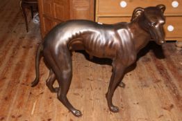 Bronzed model of a greyhound dog, 86cm by 80cm.