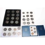 Collection of thirty two coins mainly crown size and three decimal coin issue packs.