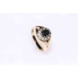 9 carat gold sapphire and diamond ring, size U.