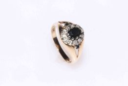 9 carat gold sapphire and diamond ring, size U.