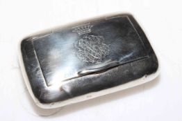 Late Victorian silver snuff box bearing 'Ducal' crest, Birmingham 1894.