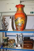 Large mother of pearl decorated vase, Lladro, Nao and other figures, Victorian inlaid boxes,