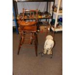 Vintage metamorphic child's high chair and push along dog (2).