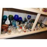 Collection of cut crystal, ceramics, ornaments, cutlery, trinket boxes, lamp, large wine goblets,