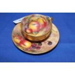 Royal Worcester fruit painted cabinet cup and saucer, signed E. Townsend, date code for 1921.