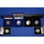 Collection of Royal Mint £5 silver proof coins with COAs and boxed, including Millennium Jersey,