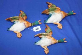 Set of three Beswick graduated flying ducks, 596-1, 2 and 3.