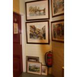 Collection of eight framed watercolours etc including local landscapes by Eric Thompson and Paul