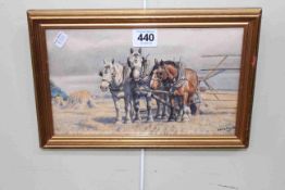 D.M. & E.M. Alderson, Harvest Time, watercolour, signed and dated 1933 lower right, 15cm by 24.