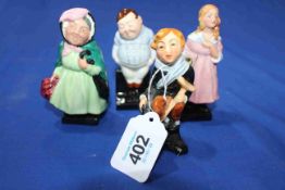 Four Royal Doulton Dickens character miniatures.