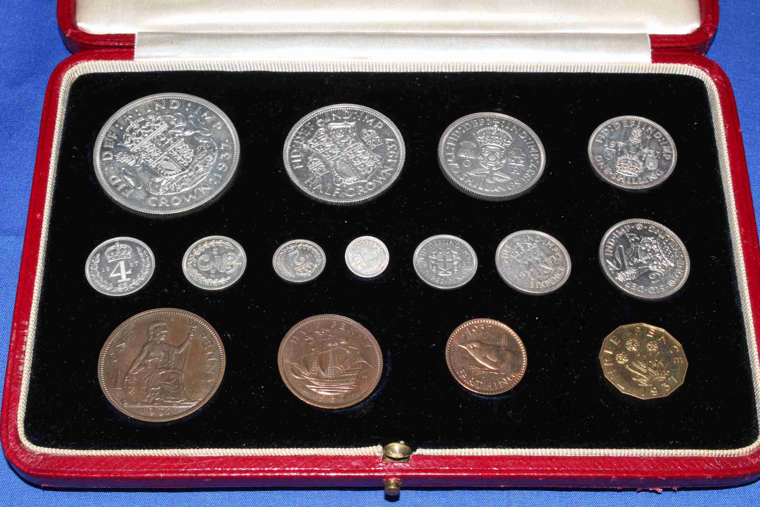 1937 specimen coin set comprising eleven silver,