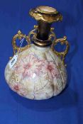 Old Hall two handled vase with flower decoration.