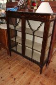 Edwardian mahogany and string inlaid two door vitrine, 122.5cm by 106.5cm.