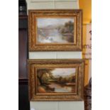 Frank Dudley, Highland River Scenes, pair oils on canvas, both signed lower right, 19cm by 28.