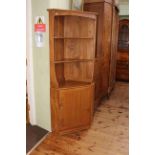 Ercol Windsor open topped corner cabinet, 180cm by 76cm.