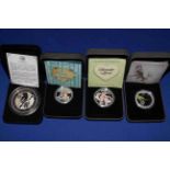 Collection of Australia birds and cats proof silver boxed coins with COAs,