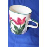 Wemyss tankard with tulip decoration, 14cm.