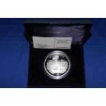 The Queen Mother silver proof coin with pearl, Sierra Leone 5oz with COA and cased.