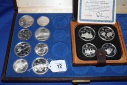 Canadian Olympic 1976 silver coins in presentation case, eight coins including $5 and $10,