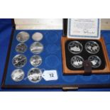 Canadian Olympic 1976 silver coins in presentation case, eight coins including $5 and $10,
