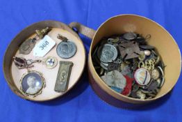 Collection of military badges and buttons, officers pips, enamel sweetheart brooches,